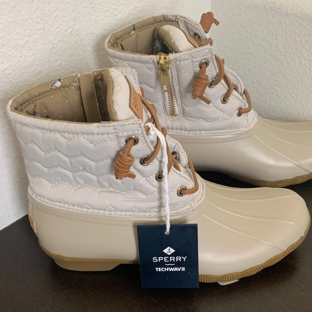 Sperry Women's Ankle Boots in Cream and Tan - Picture 2 of 16